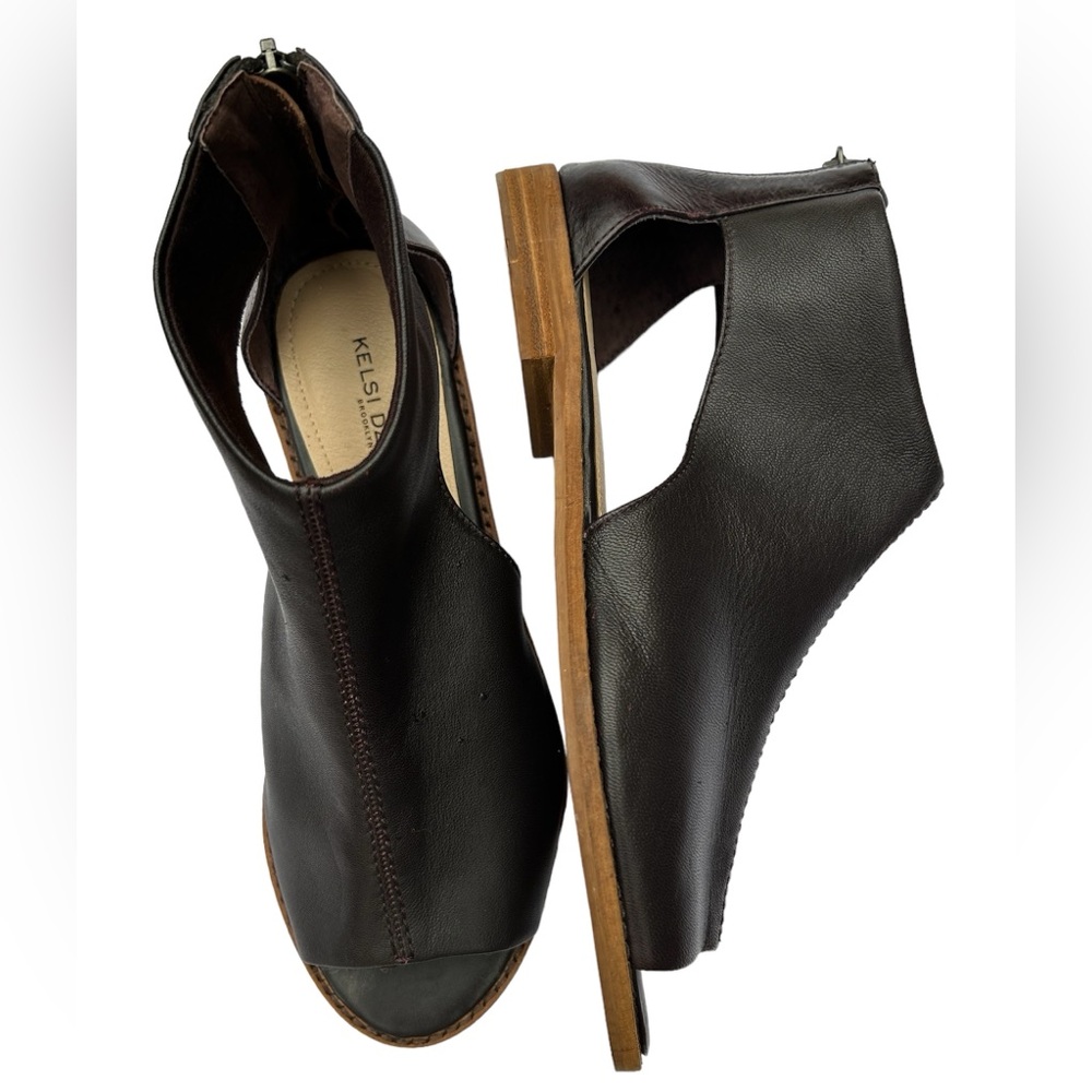 KELSI DAGGER Brooklyn NWOT Brown Leather Open Toe Back Zipper Ankle Booties